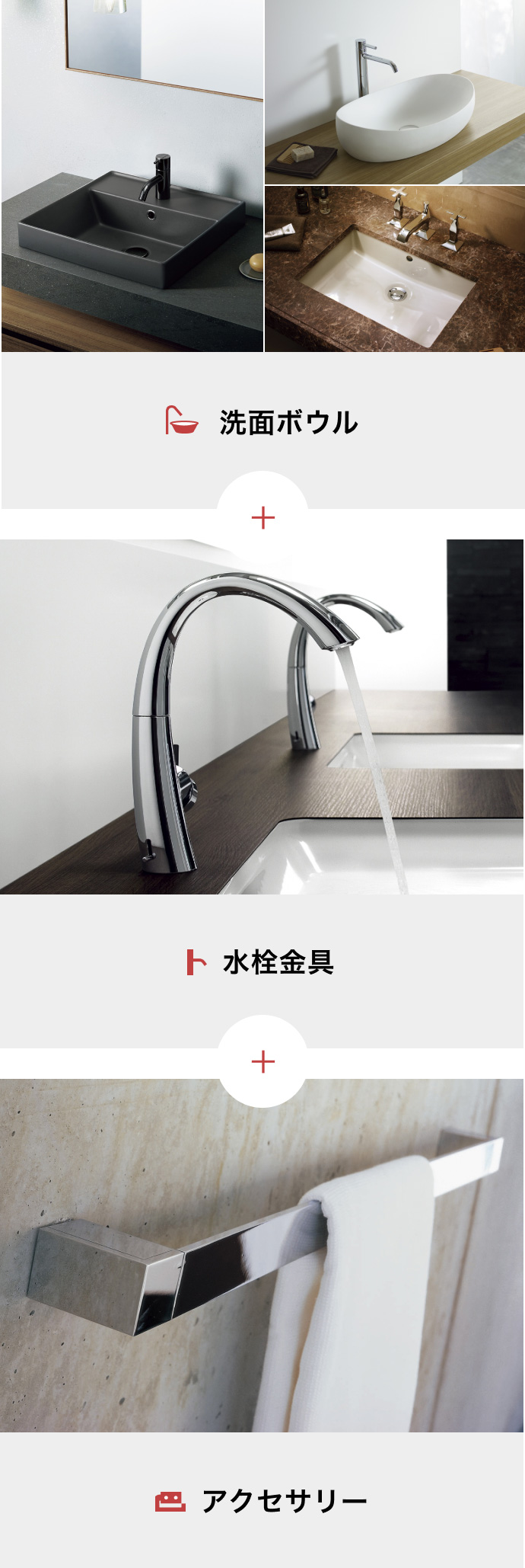 洗面ボウル＋水栓金具＋アクセサリー